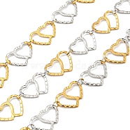 304 Stainless Steel Heart Link Chains, Soldered, with Spool, Golden & Stainless Steel Color, 13.5x10x0.5mm(CHS-E031-04GP)