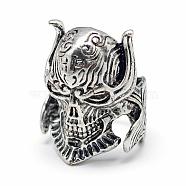 Alloy Finger Rings, Wide Band Rings, Skull, Size 11, Antique Silver, 21mm(RJEW-S038-092-21mm)