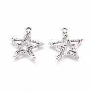 Tibetan Style Alloy Pendant, Lead Free and Cadmium Free, Antique Silver, Star(Left and Right Random Delivery), about 23mm long, 20.5mm wide, 2mm thick, hole: 1.5mm(LF8939Y)