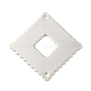 Brass Connector Charms, Lace Edged Rhombus Links, 925 Sterling Silver Plated, 21.5x21.5x0.8mm, Hole: 1.2mm(KK-P259-15S)