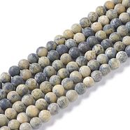 Natural Yellow Turquoise(Jasper) Beads Strands, Frosted, Round, 6mm, Hole: 1mm, about 68pcs/strand, 15.75 inch(40cm)(G-H245-02B)