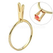 Zinc Alloy Cuff Ring Findings, Spring Type Ring Stone Holder, Ring Settings for Rhinestone, Golden, Inner Diameter: 18~19mm, Support: 14x5.5mm(PALLOY-E005-01G-02)