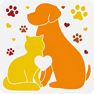 PET Hollow Out Drawing Painting Stencils, for DIY Scrapbook, Photo Album, Dog Pattern, 30x30cm(DIY-WH0391-0085)