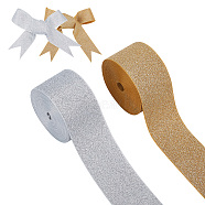 2 Rolls 2 Colors Sparkle Polyester Grosgrain Ribbons, with Glitter Powder, Flat, Mixed Color, 1-1/2 inch(38mm), about 6.56 Yards(6m)/roll, 1 roll/color(OCOR-AR0001-55)
