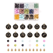 DIY Birthstone Bracelets Jewelry Making Kits, Including Gemstone, 304 Stainless Steel Tube Bails and Constellation Alloy Enamel Pendants, Mixed Color, 348pcs/box(G-LS0001-61)
