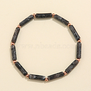 Column Natural Obsidian Beads Stretch Bracelets for Women Men, with Beass Beads, 6-7/8 inch(17.5cm)(TJ6393-7)