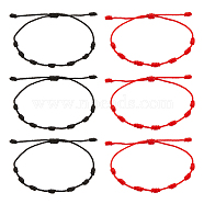 ANATTASOUL 6Pcs 2 Colors Wool Braided Kont Cord Bracelets Set, Adjustable Lucky Bracelets for Women, Mixed Color, Inner Diameter: 1-3/8~3-7/8 inch(3.6~9.7cm), 3Pcs/color(BJEW-AN0001-24)