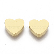 304 Stainless Steel Beads, Heart, Golden, 7x8x3mm, Hole: 2mm(X-STAS-S079-140B-1)