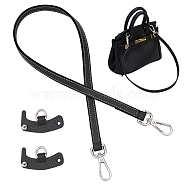 Leather Bag Handles & Undamaged Bag Triangle Buckle Connector, No Punch Detachable Bag Handle Cover, Black, 64x1.2x0.3cm(FIND-WH0191-12B)