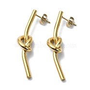 Ion Plating(IP) 304 Stainless Steel Twist Knot Stud Earrings, Golden, 48x9mm(EJEW-G375-05G)