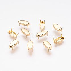 Brass Sew on Prong Settings, Claw Settings for Pointed Back Rhinestone, Horse Eye, Golden, 15x7x0.25mm, Fit fot 7x15mm horse eye rhinestone cabochon(KK-A126-7x15mm-G)