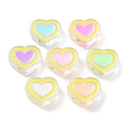 Transparent Acrylic Beads, with Enamel, Heart, Mixed Color, 21x24.5x9.5mm, Hole: 3.8mm(X-OACR-A029-03)