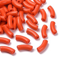 Opaque Acrylic Beads, Curved Tube, Orange Red, 34.5x13x11mm, Hole: 3.5mm(X1-SACR-S677-016)