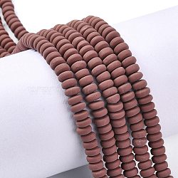 Handmade Polymer Clay Beads Strands, for DIY Jewelry Crafts Supplies, Flat Round, Saddle Brown, 6~7x3mm, Hole: 1.5mm, about 113~116pcs/strand, 15.55 inch~16.14 inch(39.5~41cm)(CLAY-N008-008-125)
