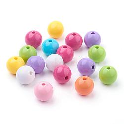Round Acrylic Beads, Opaque Beads, Mixed Color, 18mm, Hole: 3mm, about 150pcs/500g(PAB708Y)