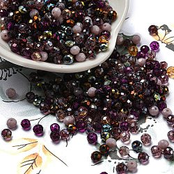 Transparent Glass Beads, Faceted, Rondelle, Purple, 4.5x4mm, Hole: 1mm, about 2000pcs/set(GLAA-G116-04B)