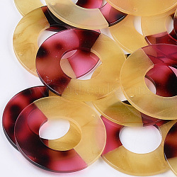 Cellulose Acetate(Resin) Pendants, Flat Round, Gold, 45x2~2.5mm, Hole: 1.8mm(KY-S157-38C)