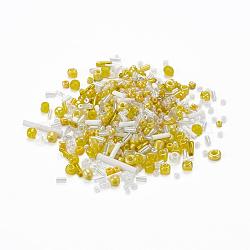 Glass Seed Beads, Mixed Style, Mixed Shapes, Yellow, 1~7x2~4mm, Hole: 0.7~1mm(X-SEED-S059-011)