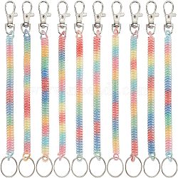 Spring Coil Keychain, Iron Keychain, with Plastic Spring, Colorful, 17.5x0.85cm(FIND-OC0001-70)