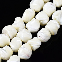 Natural Trochid Shell/Trochus Shell Beads Strands, Nuggets, Bleach, Seashell Color, 11~17x11~16x11~16mm, Hole: 1mm, about 30pcs/strand, 15.75 inch(40cm)(SSHEL-S266-003)