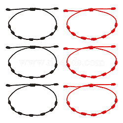 ANATTASOUL 6Pcs 2 Colors Wool Braided Kont Cord Bracelets Set, Adjustable Lucky Bracelets for Women, Mixed Color, Inner Diameter: 1-3/8~3-7/8 inch(3.6~9.7cm), 3Pcs/color(BJEW-AN0001-24)