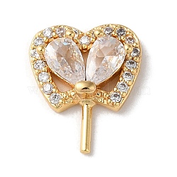 Rack Plating Brass Cubic Zirconia Cabochons, Fan Shape, Real 18K Gold Plated, 11.5x10x3mm(KK-M264-05G)