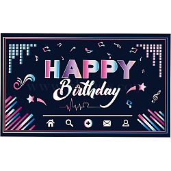 Polyester Hanging Banner Sign, Party Decoration Supplies Celebration Backdrop, Happy Birthday, Dark Violet, 180x110cm(AJEW-WH0190-020)