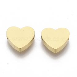 304 Stainless Steel Beads, Heart, Golden, 7x8x3mm, Hole: 2mm(X-STAS-S079-140B-1)