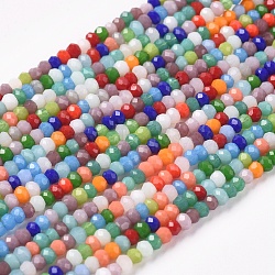 Imitation Jade Glass Beads Strands, Faceted, Rondelle, Mixed Color, 2x1mm, Hole: 0.7mm, about 196pcs/strand, 12.99 inch(33cm)(X-GLAA-E415-01A)