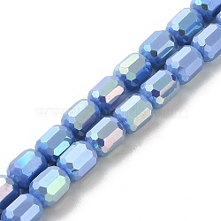 Electroplate Glass Beads Strands, Opaque Solid Color, AB Color Plated, Faceted, Column, Cornflower Blue, 6x7~7.5mm, Hole: 1mm, about 72~73pcs/strand, 21.06~21.14''(53.5~53.7cm)(EGLA-D030-06F)