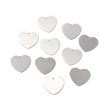 304 Stainless Steel Pendants, Double Side Drawbench, Stamping Blank Tag, Heart, Stainless Steel Color, 27.5x30x1mm, Hole: 1.8mm