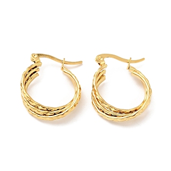 Vacuum Plating 201 Stainless Steel Interlocking Rings Triple Hoop Earrings with 304 Stainless Steel Pins, Intertwined Chunky Jewelry for Women, Golden, 25x20x6mm, Pin: 0.6mm