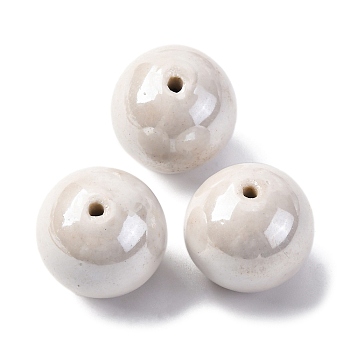 Handmade Polymer Clay Beads, Round, White, 19.5x19mm, Hole: 2mm