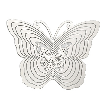 201 Stainless Steel Laser Cut Connector Charms, Butterfly Links, Etched Metal Embellishments, Non-Tarnish, Stainless Steel Color, 76.5x100x0.3mm, Hole: 2mm and 2.5mm