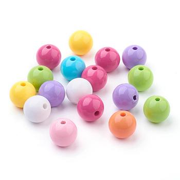 Round Acrylic Beads, Opaque Beads, Mixed Color, 18mm, Hole: 3mm, about 150pcs/500g