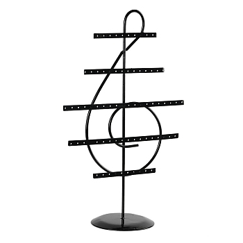 5-Tier Musical Note Iron Earring Display Tower, Jewelry Organizer Holder for Earrings Storage, Black, 23.5x37cm