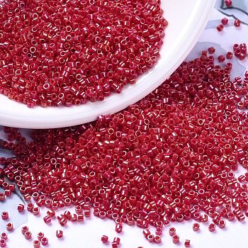 MIYUKI Delica Beads, Cylinder, Japanese Seed Beads, 11/0, (DB0214) Opaque Red Luster, 1.3x1.6mm, Hole: 0.8mm, about 2000pcs/10g