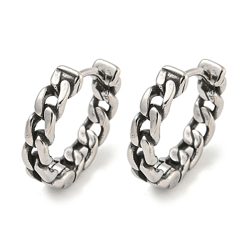 316 Surgical Stainless Steel Hoop Earrings for Women and Men, Ring, Antique Silver, 17x3.5mm