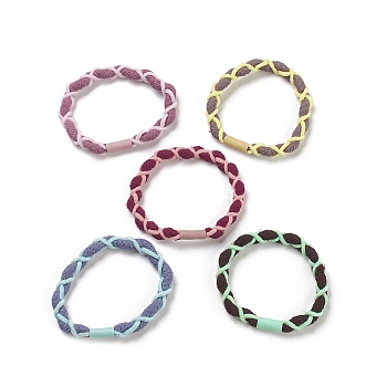 Nylon Elastic Hair Ties, Ponytail Holder, with Plastic Beads, Girls Hair Accessories, Mixed Color, 4.5~6mm, Inner Diameter: 42mm