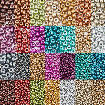 5880Pcs 28 Style Opaque Colours Glass Seed Beads, Matte, Round Hole, Round, Mixed Color, 2~4.5x1~3mm, Hole: 0.8~1.4mm