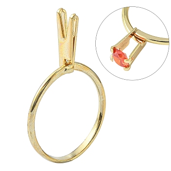 Zinc Alloy Cuff Ring Findings, Spring Type Ring Stone Holder, Ring Settings for Rhinestone, Golden, Inner Diameter: 18~19mm, Support: 14x5.5mm