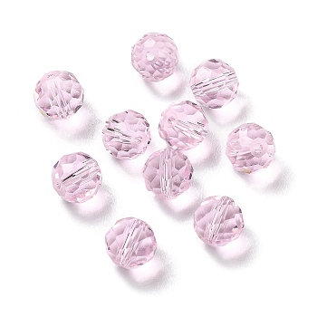 Glass Imitation Austrian Crystal Beads, Faceted, Round, Pearl Pink, 8mm, Hole: 1mm