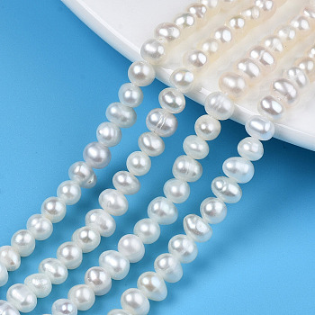 Natural Cultured Freshwater Pearl Beads Strands, Potato, Seashell Color, 3.5~4.5x4.5~6x4.5~5mm, Hole: 0.7mm, about 80~82pcs/strand, 13.94 inch~14.17 inch(35.4cm~36cm)