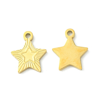 Ion Plating(IP) 304 Stainless Steel Manual Polishing Charms, Star Charm, Golden, 14x11.5x1.5mm, Hole: 1.6mm