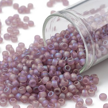 TOHO Round Seed Beads, Japanese Seed Beads, (166F) Transparent AB Frost Light Amethyst, 8/0, 3mm, Hole: 1mm, about 222pcs/10g