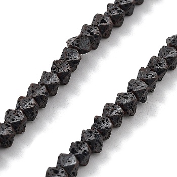 Natural Lava Rock Beads Strands, Frosted, Rhombus, 4x5x5mm, Hole: 1mm, about 110pcs/strand, 15.83''(40.2cm)