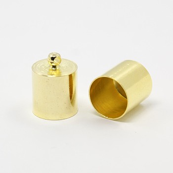 Brass Cord Ends, End Caps, Golden, 16x14mm, Hole: 1mm, Inner Diameter: 13.5mm