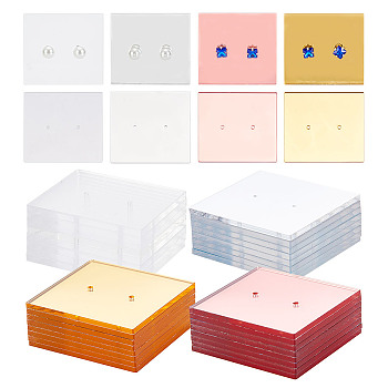 4 Colors Acrylic Single Earring Display Card, Jewelry Earring Holder for Retail, Photography, Home Decor, Rectangle, Mixed Color, 6.2x5.7x0.3cm, Hole: 2mm, 8pcs/color, 32pcs