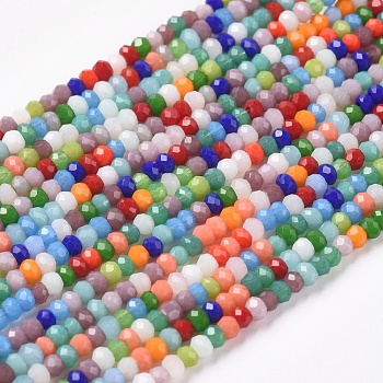 Imitation Jade Glass Beads Strands, Faceted, Rondelle, Mixed Color, 2x1mm, Hole: 0.7mm, about 196pcs/strand, 12.99 inch(33cm)