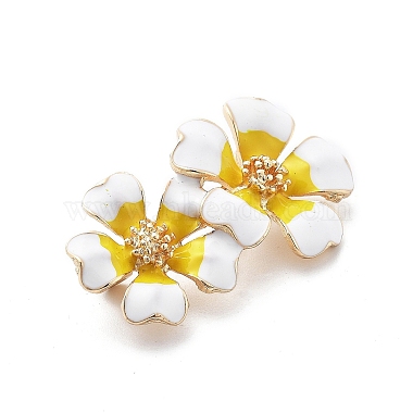 Double Flower Alloy Gold Enamel Pin Brooches(JEWB-C037-01KCG)-2